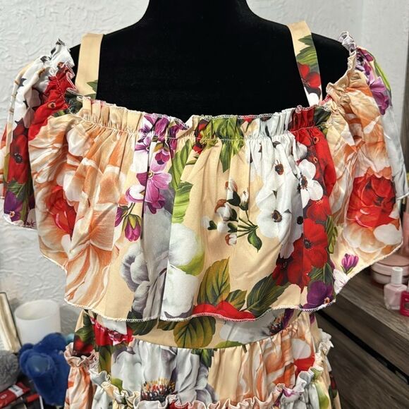 Floral Off shoulder Mini Dress Sz XLarge - Picture 2 of 7